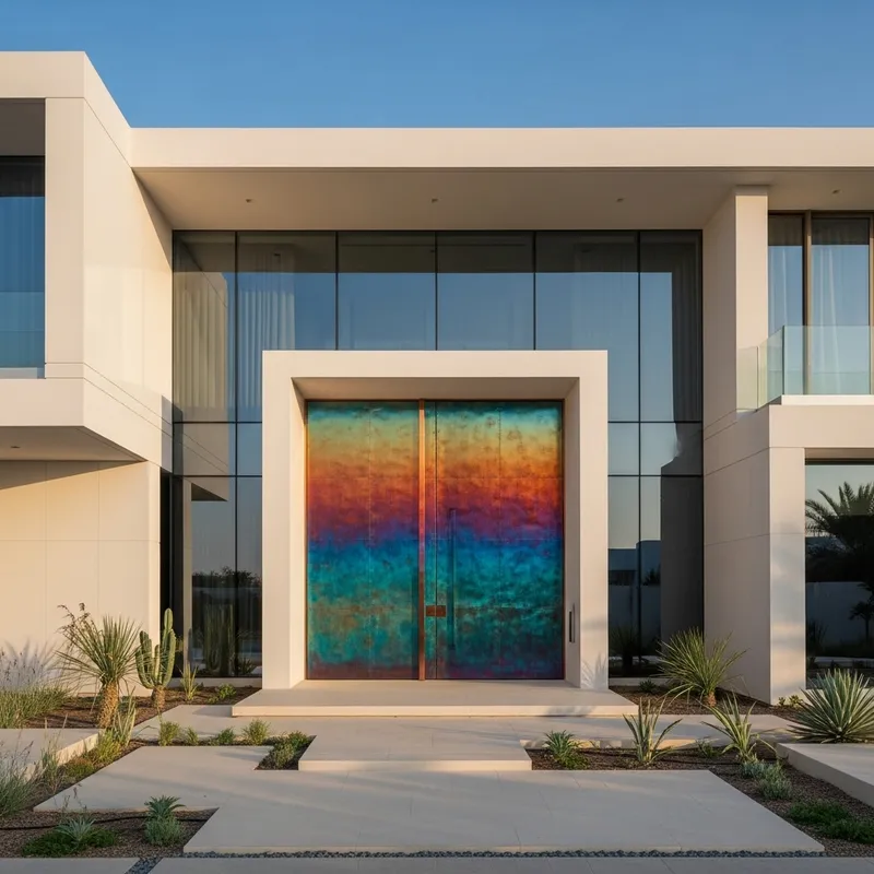 Ultra-Modern Minimalist Villa with Copper Pivot Door