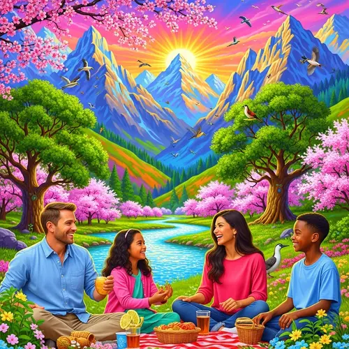 Psychedelic Mountain Family Fun in Nature | Majestic Mountains & Family Picnic