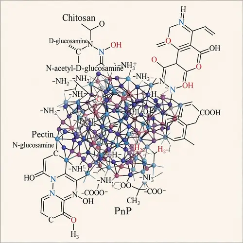 Chitosan-Pectin-Polyphosphate Nanoparticles Structure