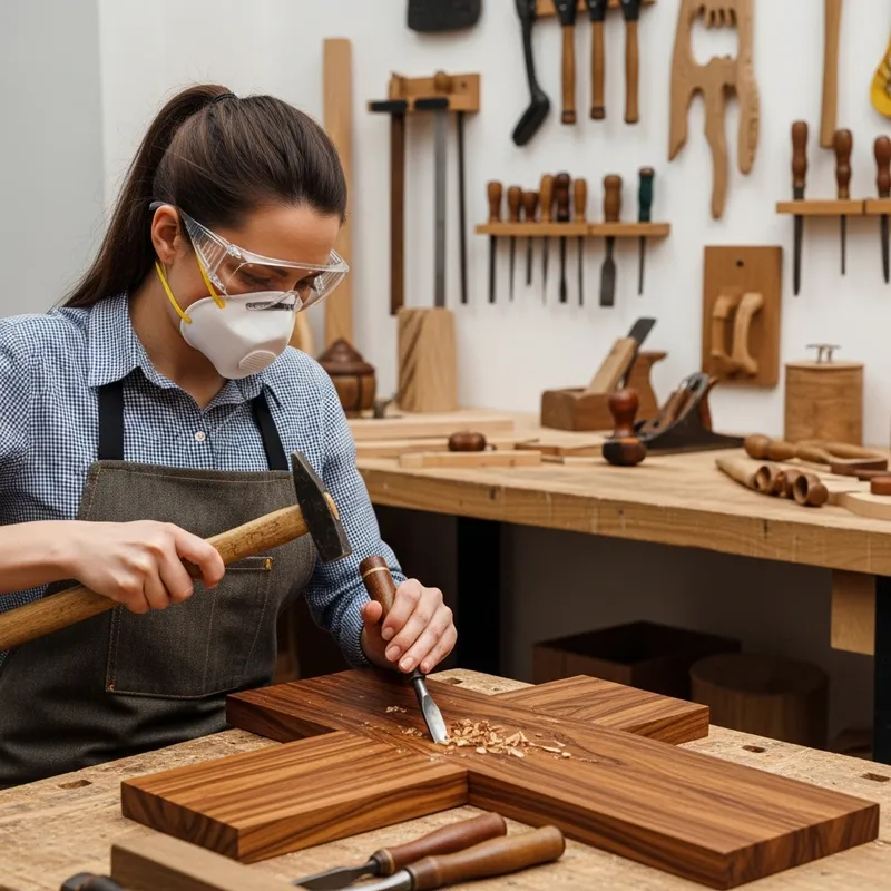 Professional Female Woodcraft Artisan Crafting in Workshop
