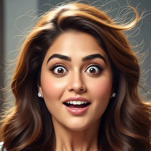 Surprised South-Asian Woman with Wide Eyes