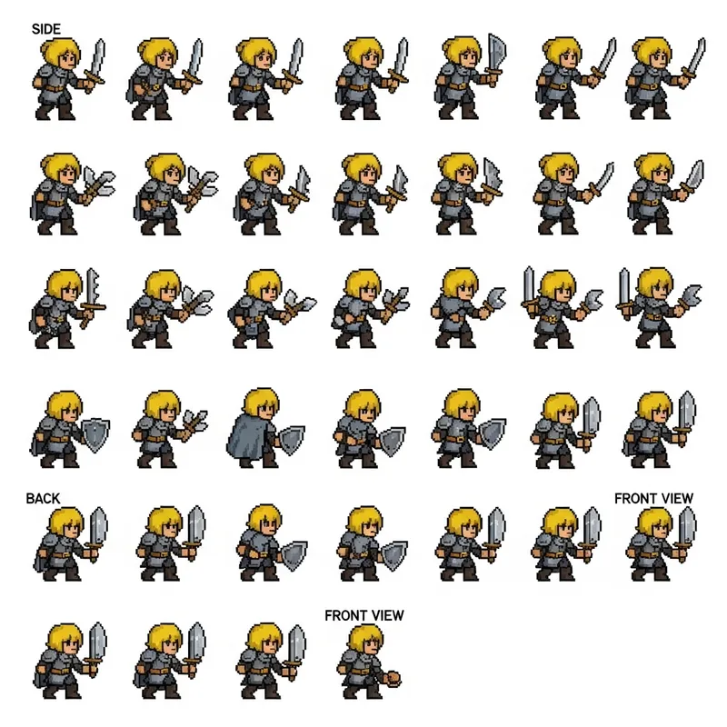 Pixel Art Dungeon & Dragons Character Sprite Sheet | RPG Frames