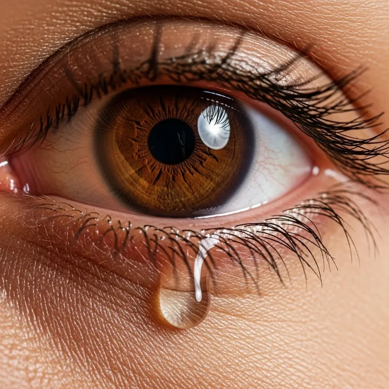 Teary Eye Close-up with Brown Color and Emotion Teary Eye Close-up with Brown Color and Emotion