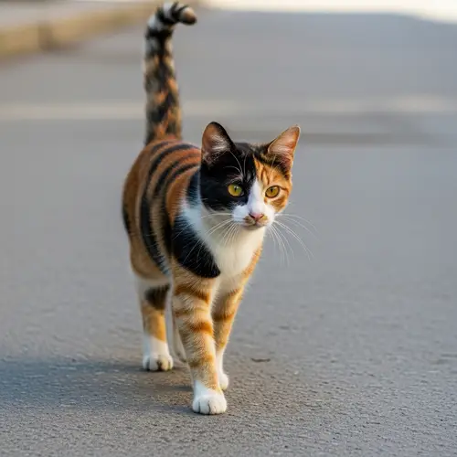 Three-Colored Cat Roaming Around Tashkent