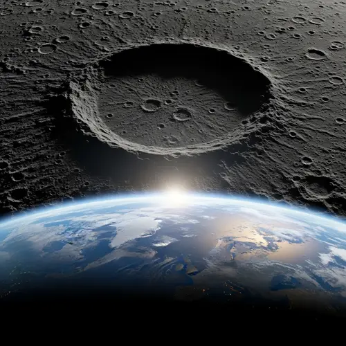 Stunning Earth Sunrise and Lunar Crater View