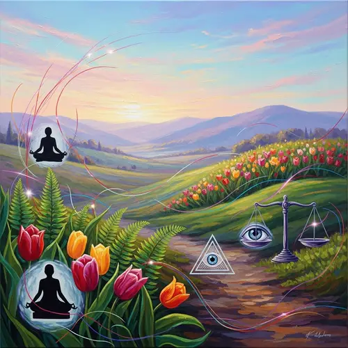 Serene Mindfulness Landscape with Abstract Shapes | Website