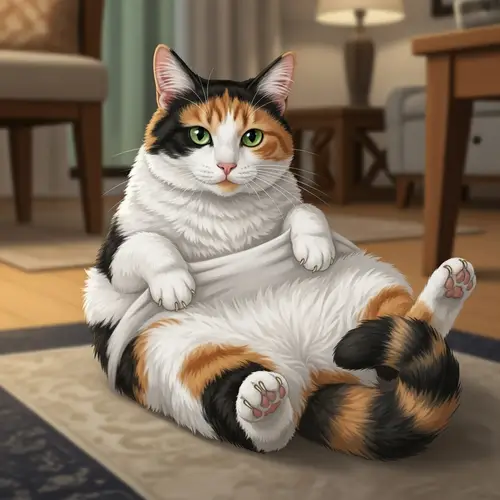 Medium Size Calico Cat Lounging Comfortably