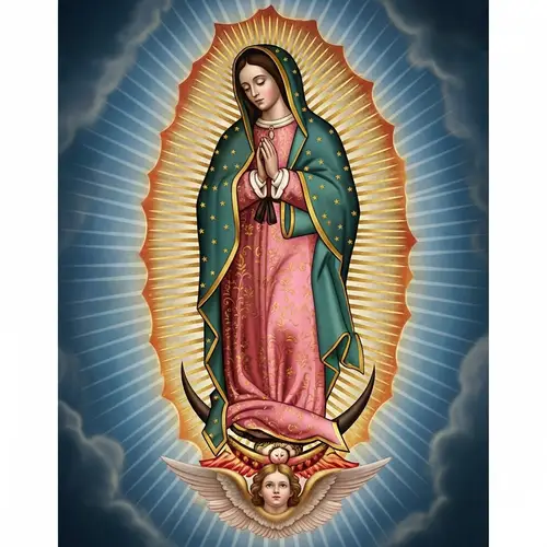 Virgen de Guadalupe Art: Iconic Depiction with Heavenly Light