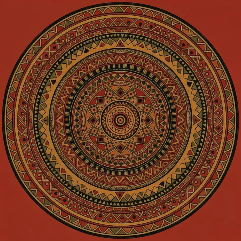 Mezen Style Round Pattern | Hand-Painted Ink Art Mezen Style Round Pattern | Hand-Painted Ink Art