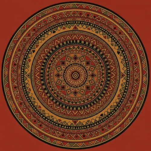 Intricate Earthy Tone Geometric Round Pattern | Hand-Painted Inks