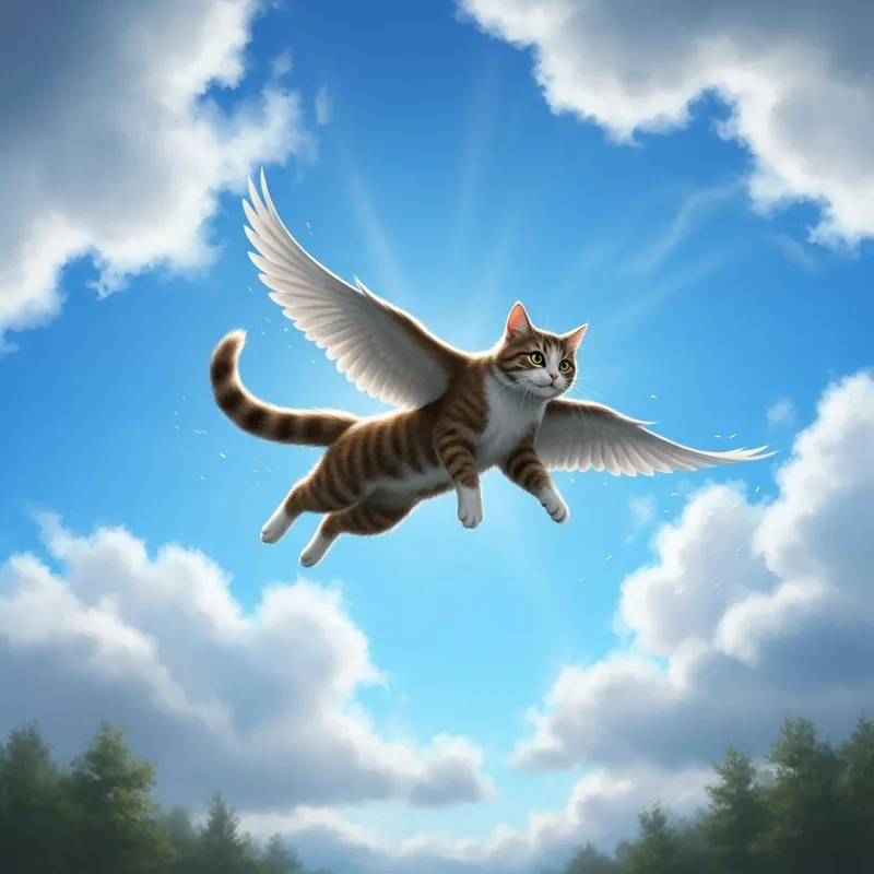 Flying Cat Soaring Over Tree Line | Gato Volandi Flying Cat Soaring Over Tree Line | Gato Volandi