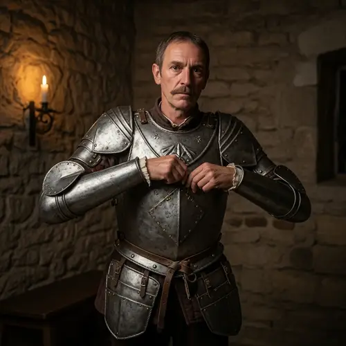 Don Quixote Adjusting Rustic Silver Armor