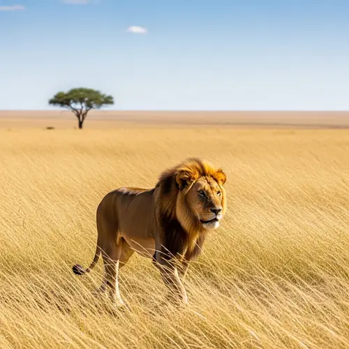 Majestic Lion Roaming in Vast Savanna | King of Plains