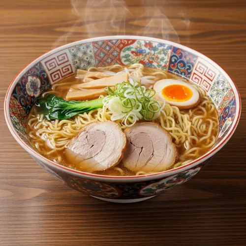 Exquisite Oriental Ramen Bowl on Rustic Table
