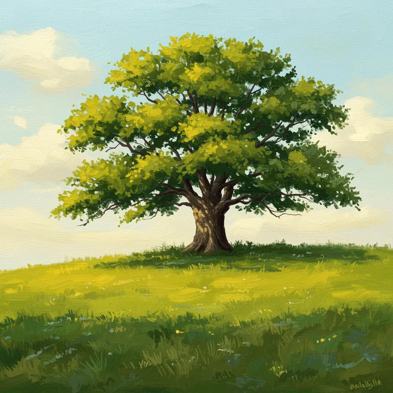 Tranquil Impressionist Oak Tree Landscape Tranquil Impressionist Oak Tree Landscape