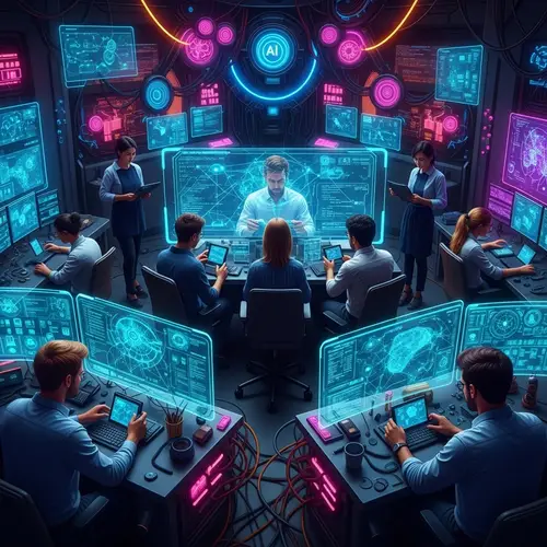 Futuristic Cyberpunk Network Security Hub