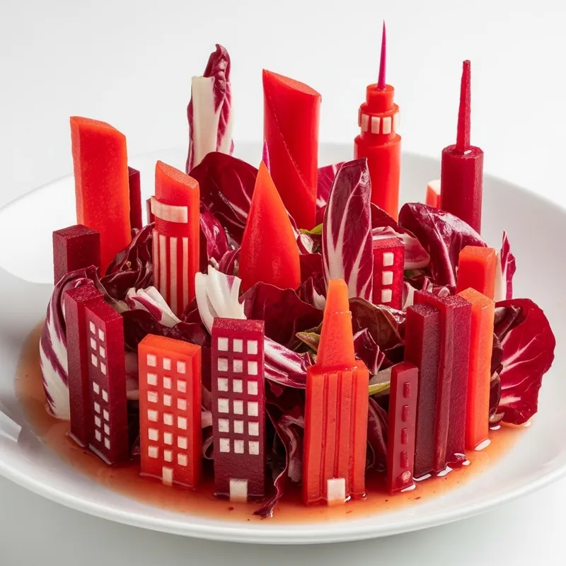 Red Salad with Mini Skyscrapers | Fresh and Vibrant