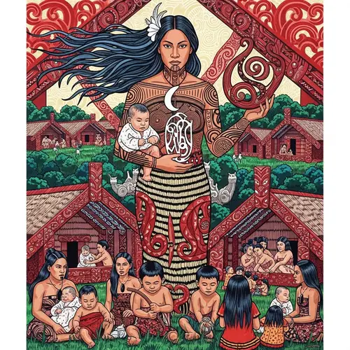 Maori Goddess of Humankind - Vibrant Traditional Art Depiction