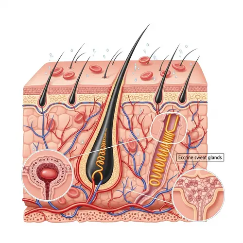 White Skin with Tubes and Blood: Anatomy Micro Visualization