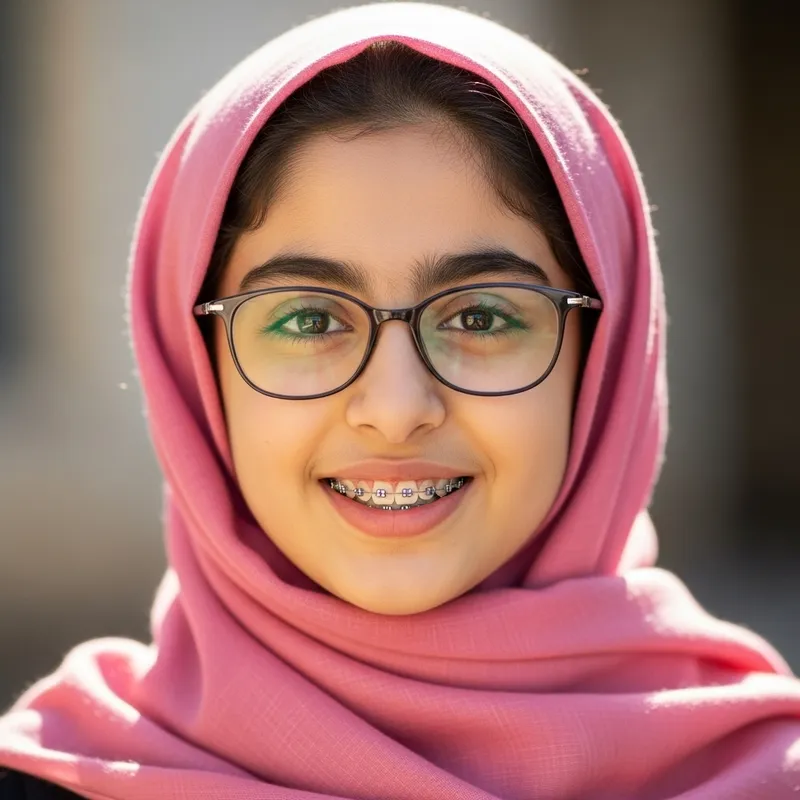 Iranian Girl with Braces and Eye Glass - Joyful Confidence