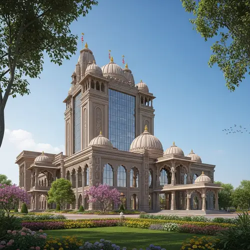 Hindu Contemporary Architecture Convention Center Render