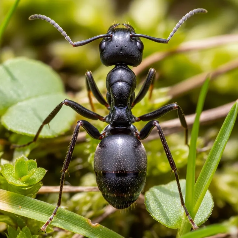 Detailed Black Ant - Insect with Segmented Body Parts