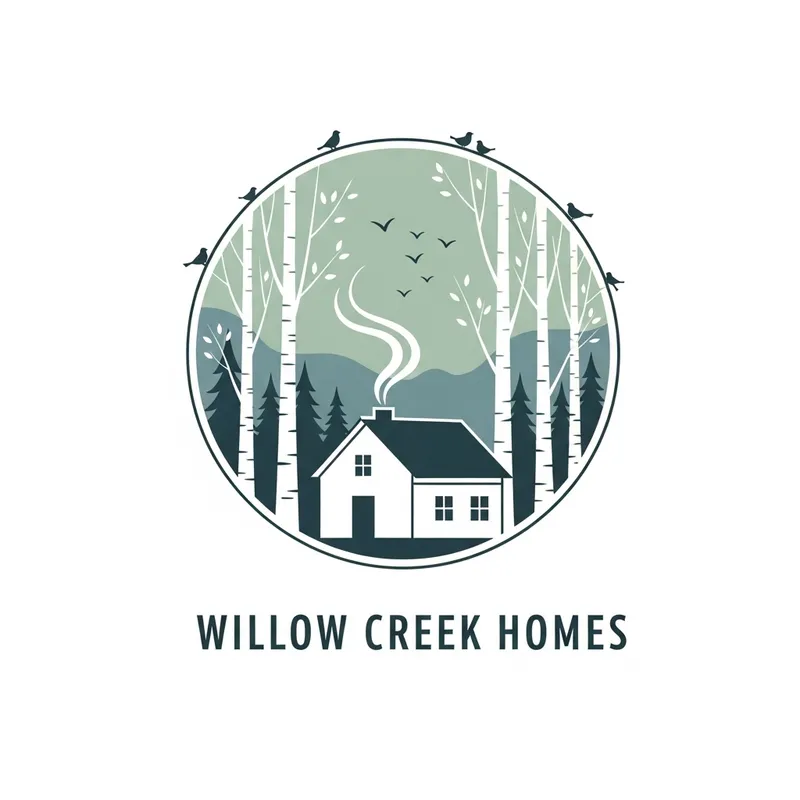 Minimalistic Country House Logo with Birds and Birch | Rural Living Design