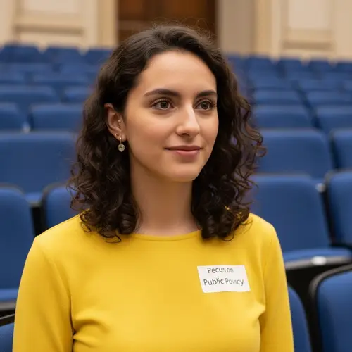 Youthful Student in Vibrant Yellow Outfit Sparkling with Patience