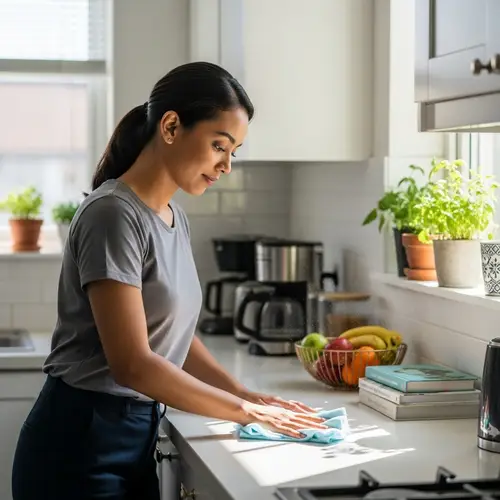 Indonesian Caregiver Doing Household Chores