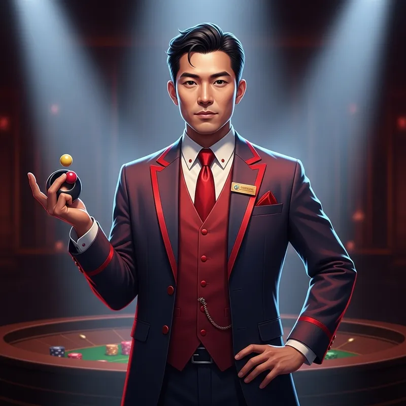 Confident Asian Casino Dealer Animation Character