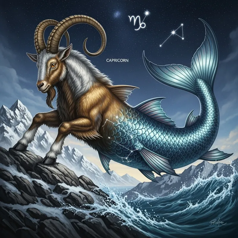 Capricorn Horoscope Sign Illustration