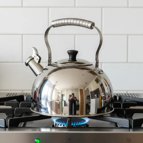 Classic Stainless Steel Kettle on Propane Stove | Kitchen Boiler