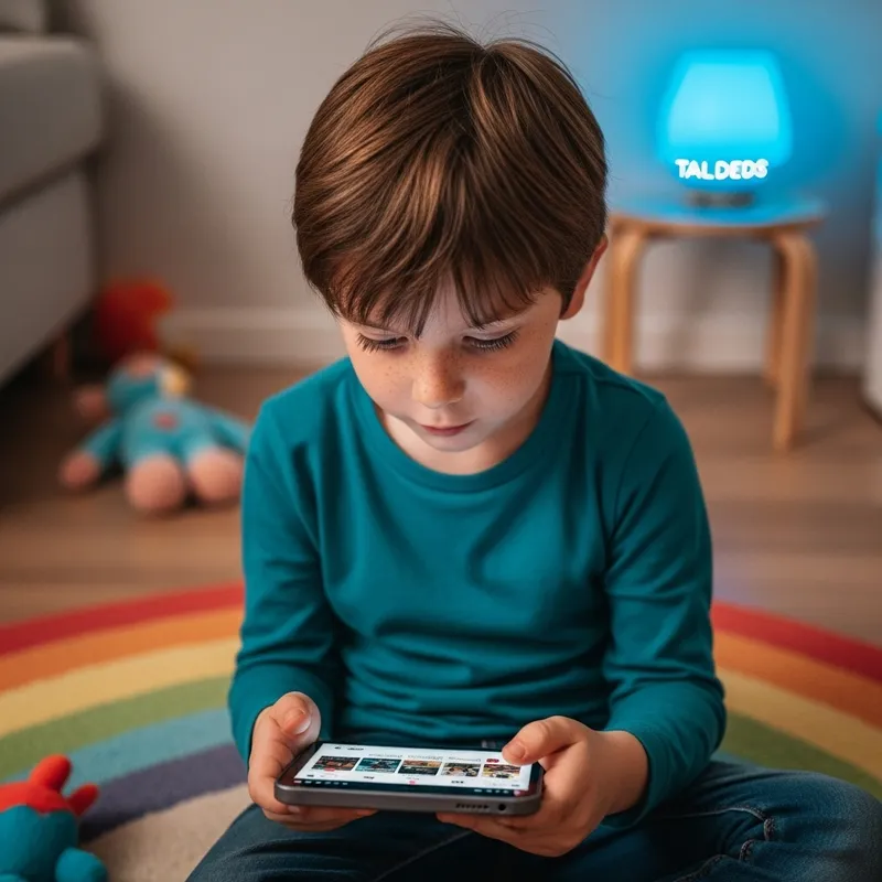 Young Boy Engrossed in Social Media on Smartphone - Heartwarming Scene