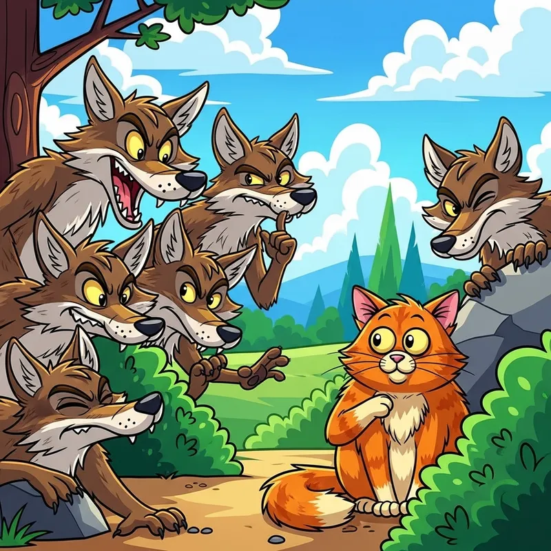 Whimsical Coyote Cartoon: Sneaky Fun