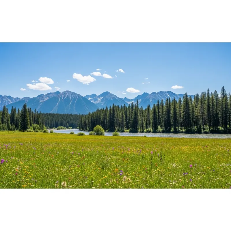 Picturesque Landscape Vista - River, Forest & Mountains