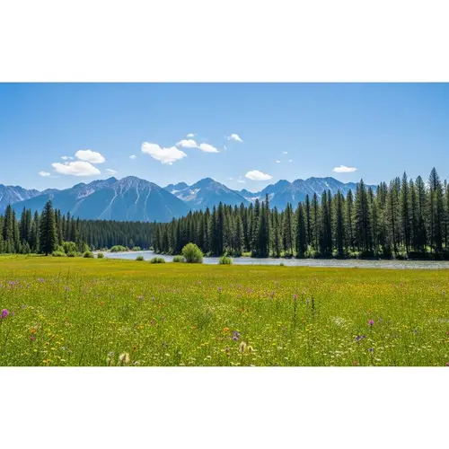 Serene Landscape View - River, Forest & Mountains