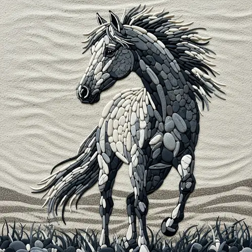 Pebble Art: Stunning Horse Depiction in Nature