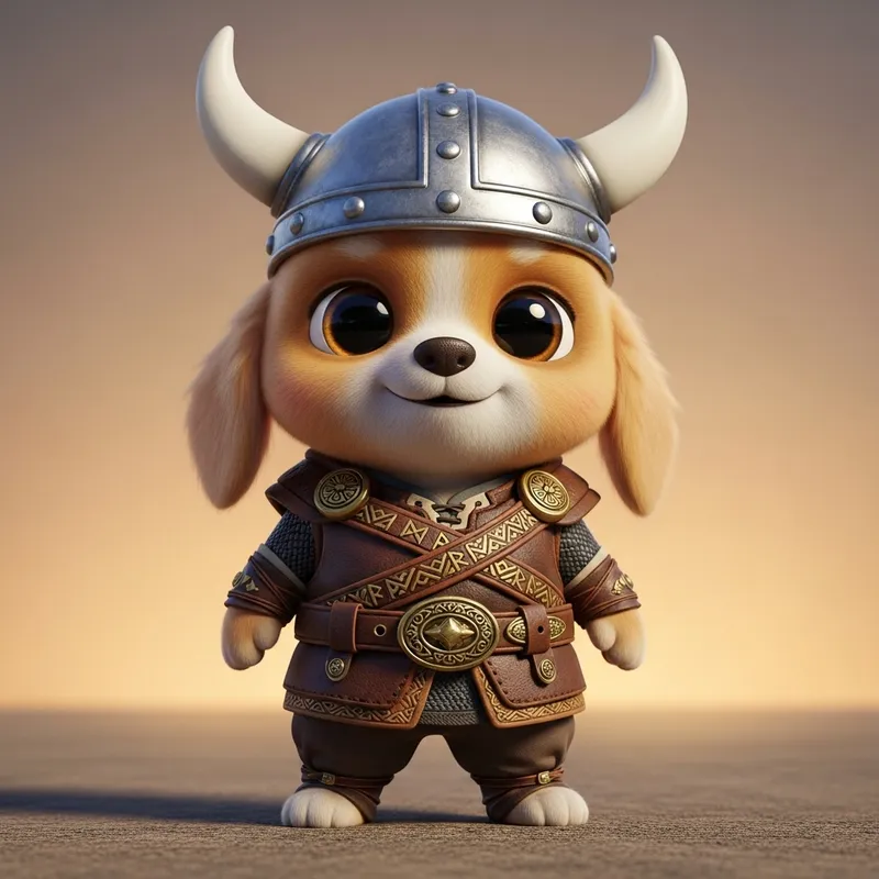 Adventurous Viking Baby Doge Mascot