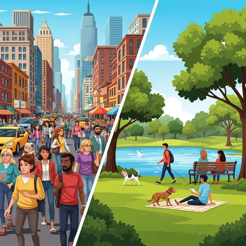 Urban Life Vs Park Serenity: Contrasting Environments Urban Life Vs Park Serenity: Contrasting Environments