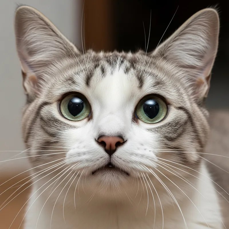 Captivating Cat Face: Curious Eyes, Alert Ears & Fluffy Fur