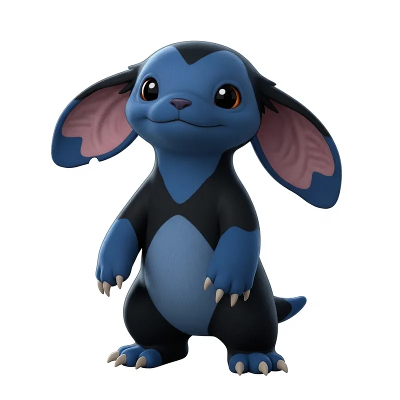 Cute Navy Blue and Black Alien Creature Design