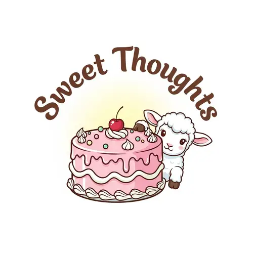 Sweet Thoughts Logo: Cake and Lamb Design