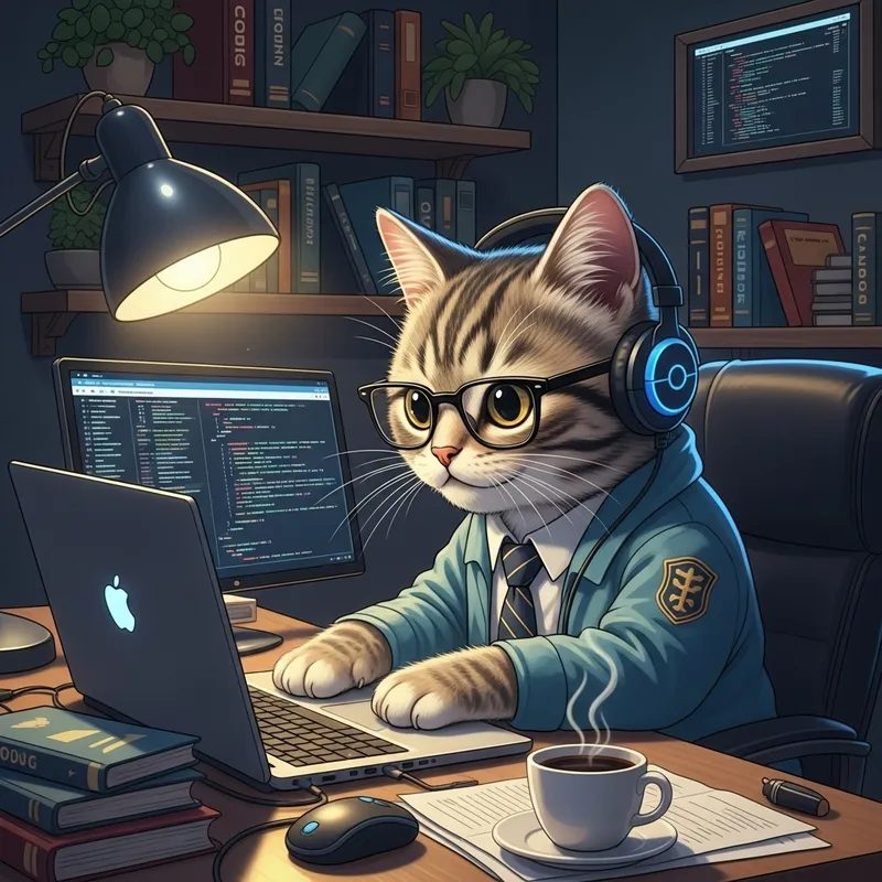Cute Cat Programmer: Feline Coding Genius
