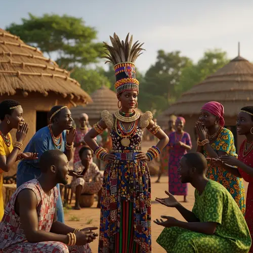 Vibrant African Village: Gossiping Villagers Mock Princess Lira