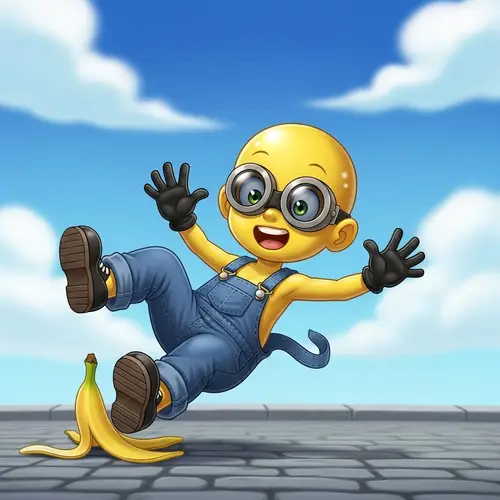 Mischievous Minion in Denim Overalls and Goggles