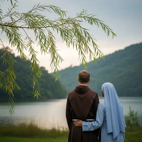 Willow Branch with Traditional Vietnamese Religious Attire