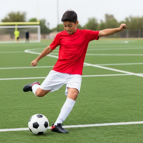 Exciting Soccer Play by a Young Boy