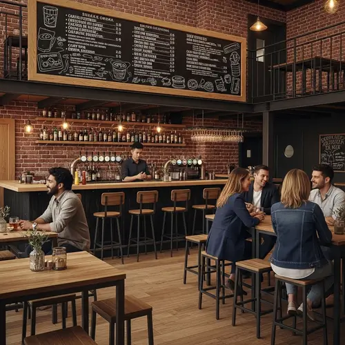 Cozy Beer Gastropub with Exposed Brick Walls and Asian Hospitality