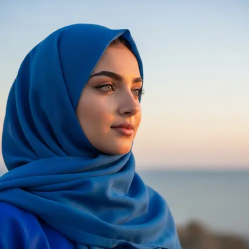 Graceful Middle-Eastern Woman in Hijab | Serene Sunset Portrait