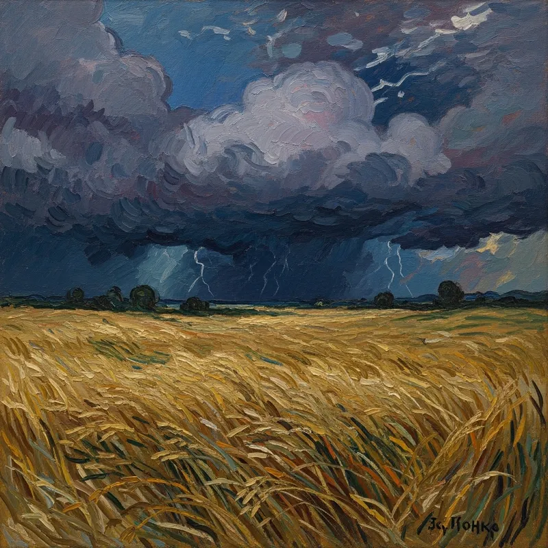 Wheatfield Under Thunderclouds: Inspired by Van Gogh